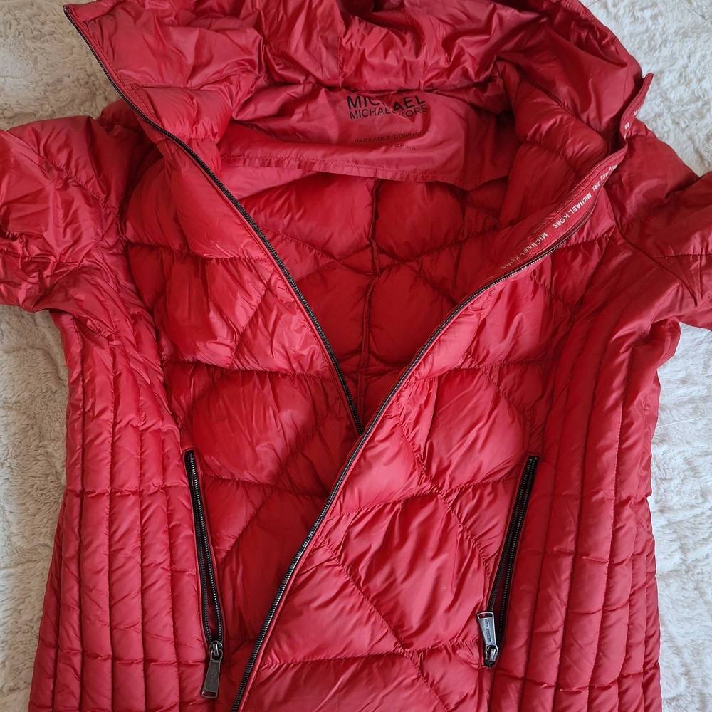 Michael Kors Women's Vibrant Red Puffer Jacket